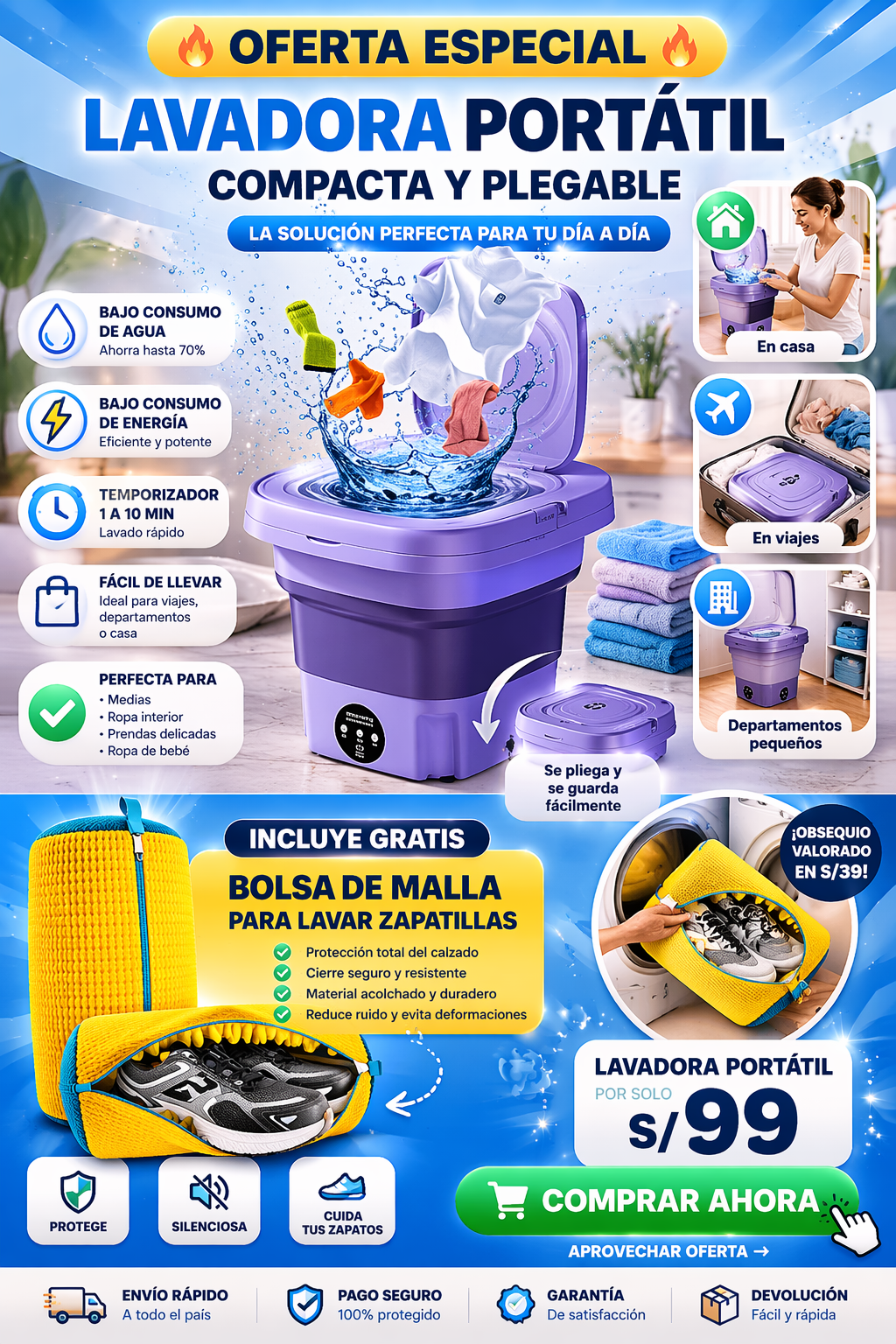 MINI LAVADORA PORTATIL 3KG